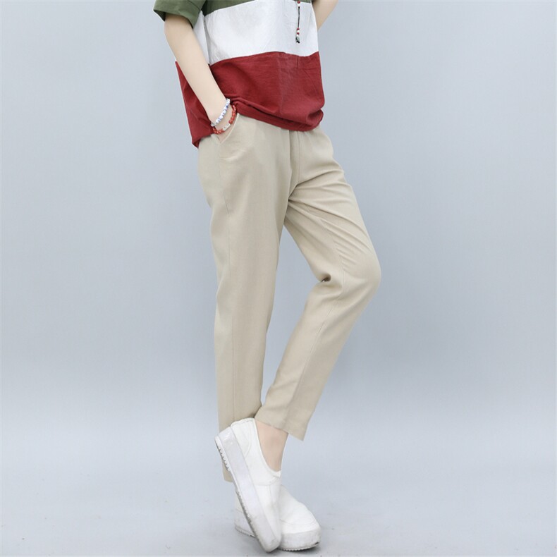 裤子2021年春季修身显瘦纯色流行韩版运动百搭中腰均码休闲，女装连体裤，涵誉