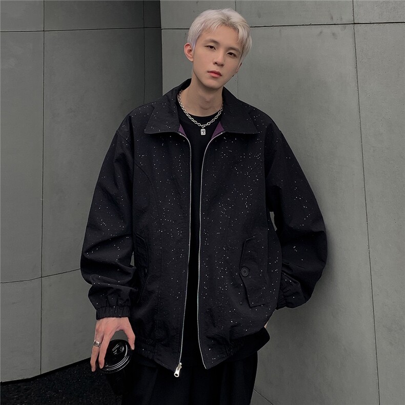 星空黑两面穿时尚百搭新款夹克春秋冲锋衣男女同款外套JK105-P115,男装夹克,电商C307