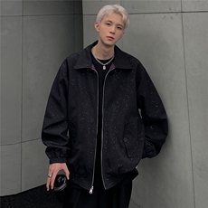 星空黑两面穿时尚百搭新款夹克春秋冲锋衣男女同款外套JK105-P115，男装夹克，电商C307