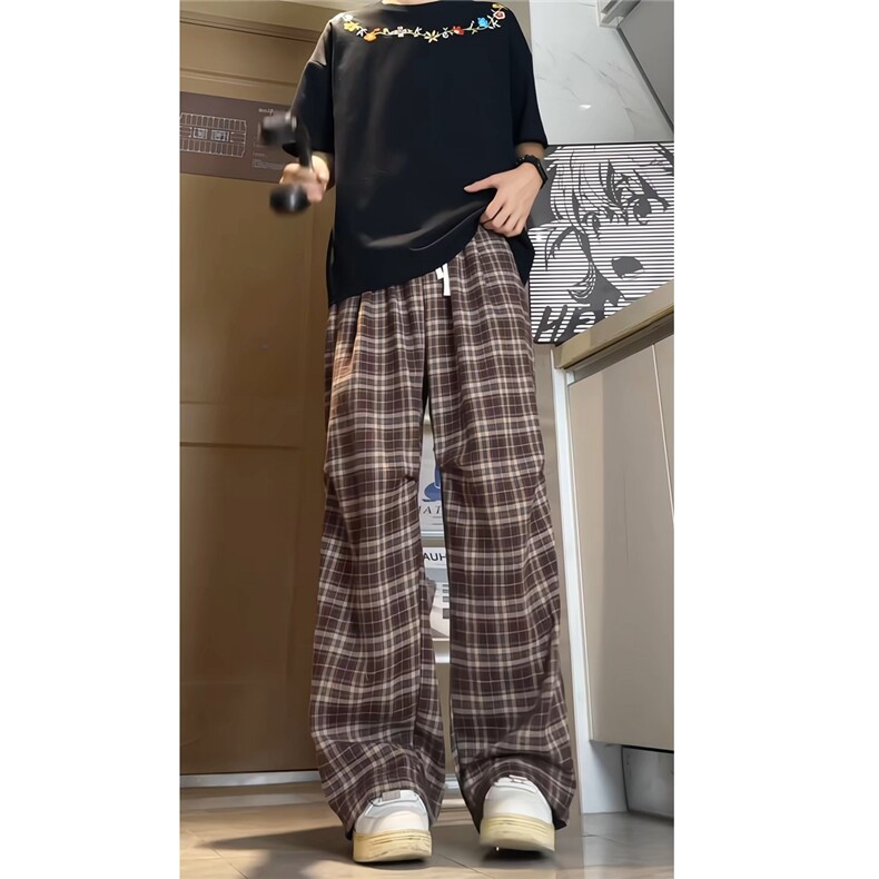 2026春款宽松百搭格子休闲裤男士直筒裤垂感长裤K6655-特P38,男装休闲裤,电商A006