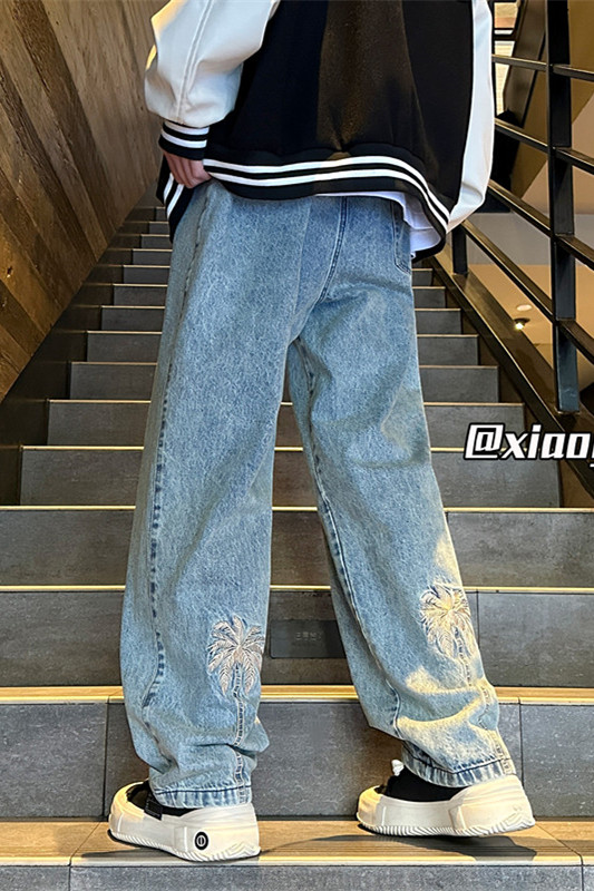 XZ616秋季新款复古设计感刺绣牛仔长裤TY981P55控68,男装休闲裤,星座512A（原616）