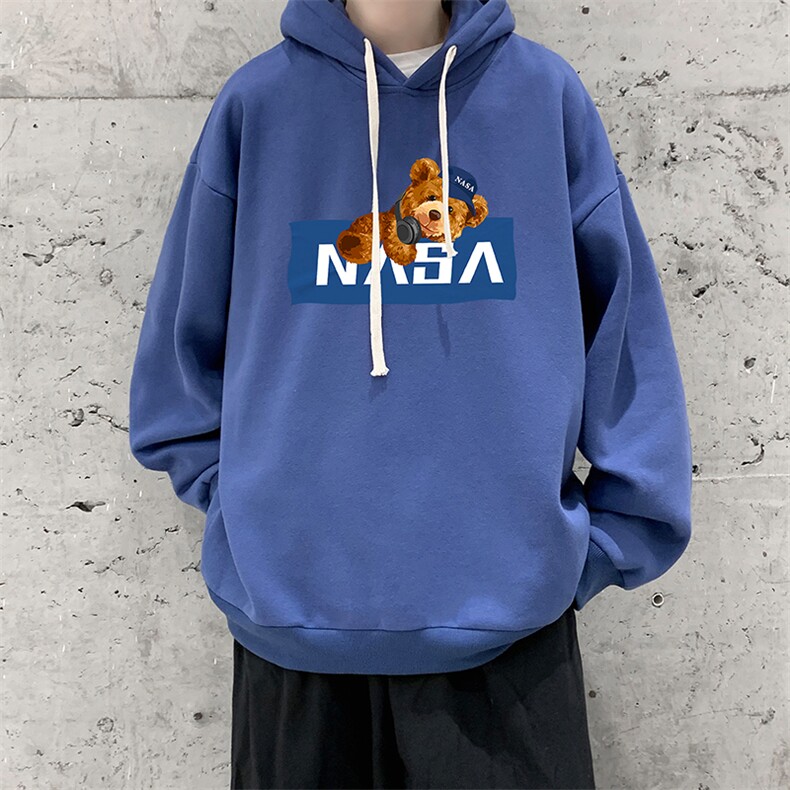 WY2247-P35加绒款-P40NASA纯棉连帽卫衣男大码运动帽衫宽松薄外套,男装卫衣,电商A040