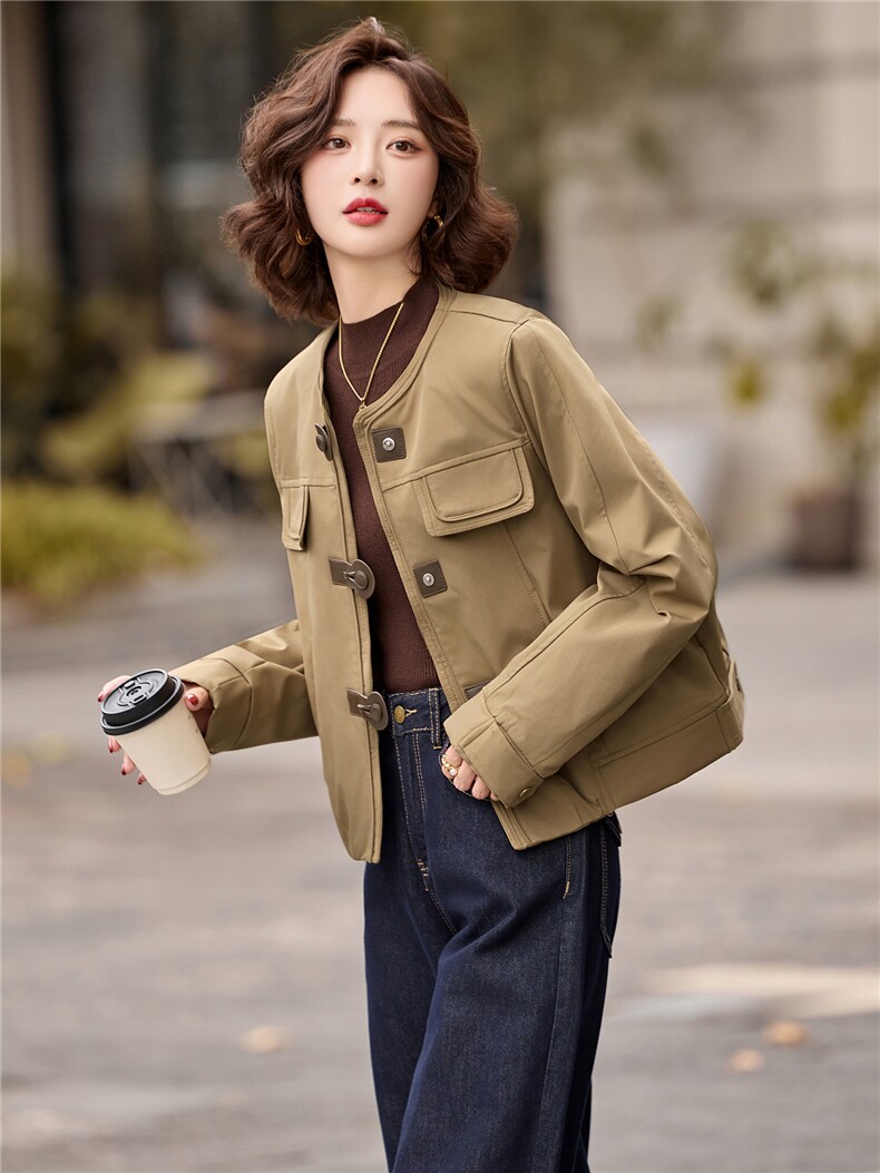 披肩夹棉圆领外套2025年冬装新款气质欧货短款加厚棉服夹克女,女装短外套,玖莱伊