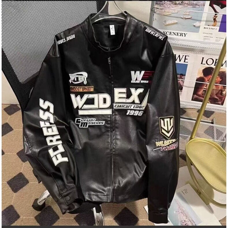 JK262-P70 美式复古高街赛车服vintage皮衣夹克图片