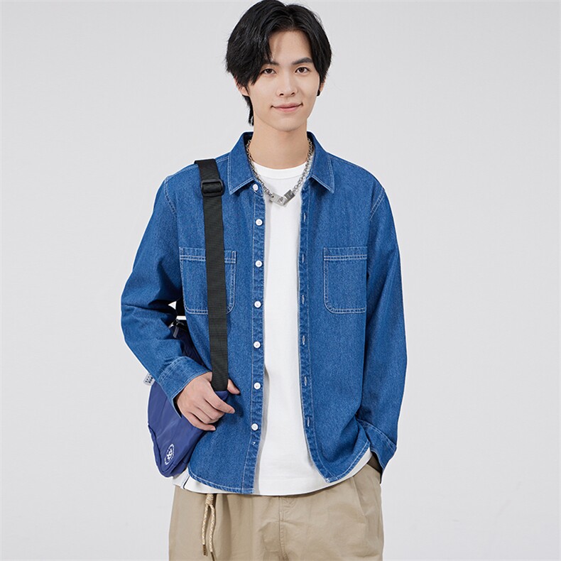 R-DM633002男式2024年秋季新款长袖夹克翻领休闲短款牛仔服外套,男装夹克,电商B360