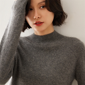 2024秋季新款女士半高领长袖短款套头衫通勤百搭图片