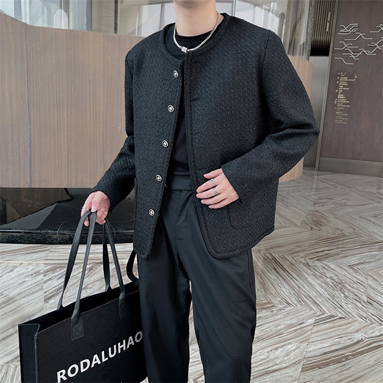 秋冬韩版小香风外套男短款高级感炸街夹克上衣男JK9125-P120控150,男装夹克,电商B267