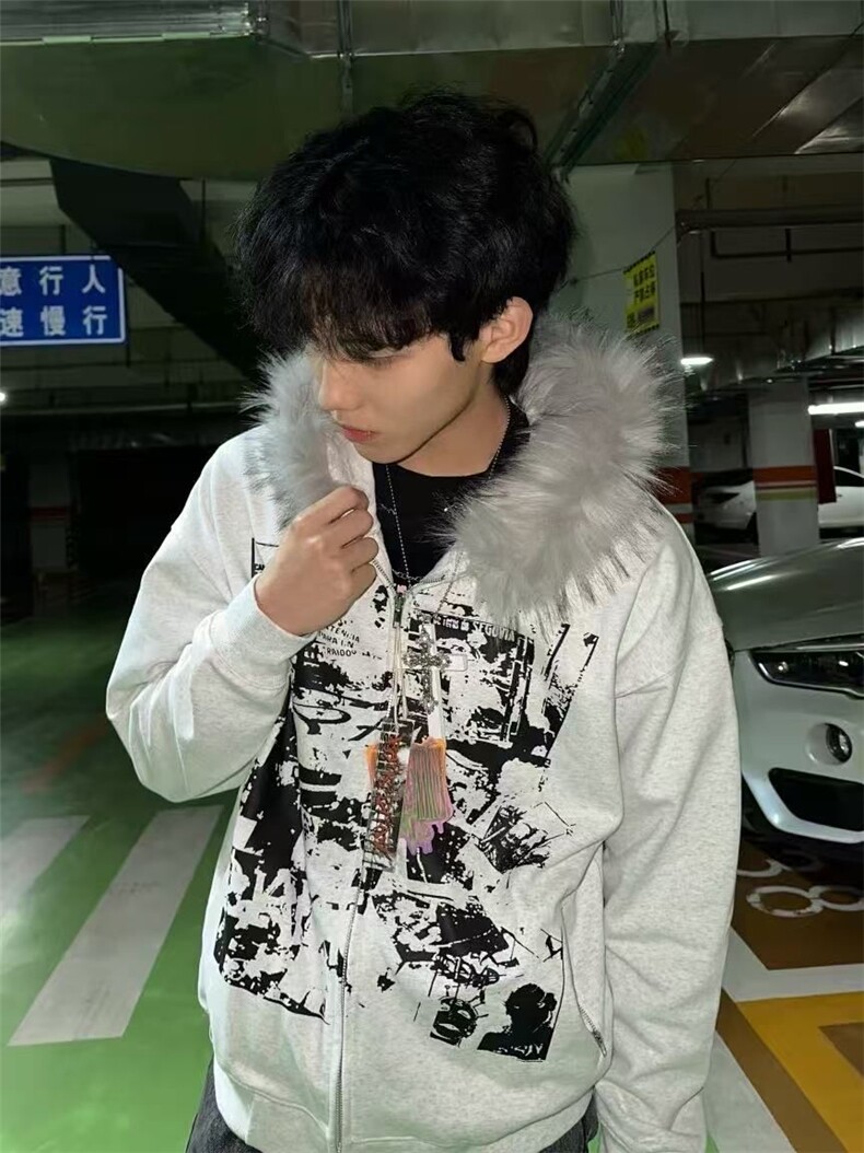 加绒#原版做法毛领+口袋拉链【纯棉华棉】宽松外套B110-P68,女装短外套,星座910-1