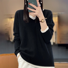 2025年秋季新款百搭女士V领长袖套头羊毛衫，女装羊毛衫，春贝羊绒