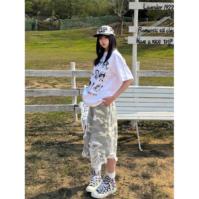 【有货】A339CC-特P48美式复古破洞补丁迷彩七分短裤男女,男装牛仔裤,星座1007（原301D）