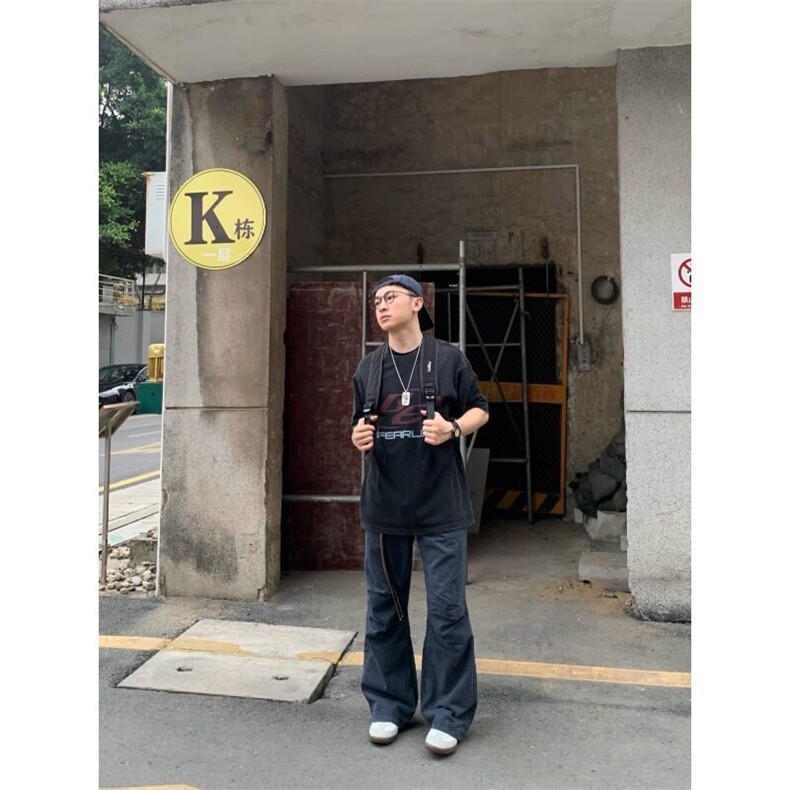 弯刀工装裤男cleanfit复古做旧宽松设计感休闲长裤潮牌,男装牛仔裤,星座506