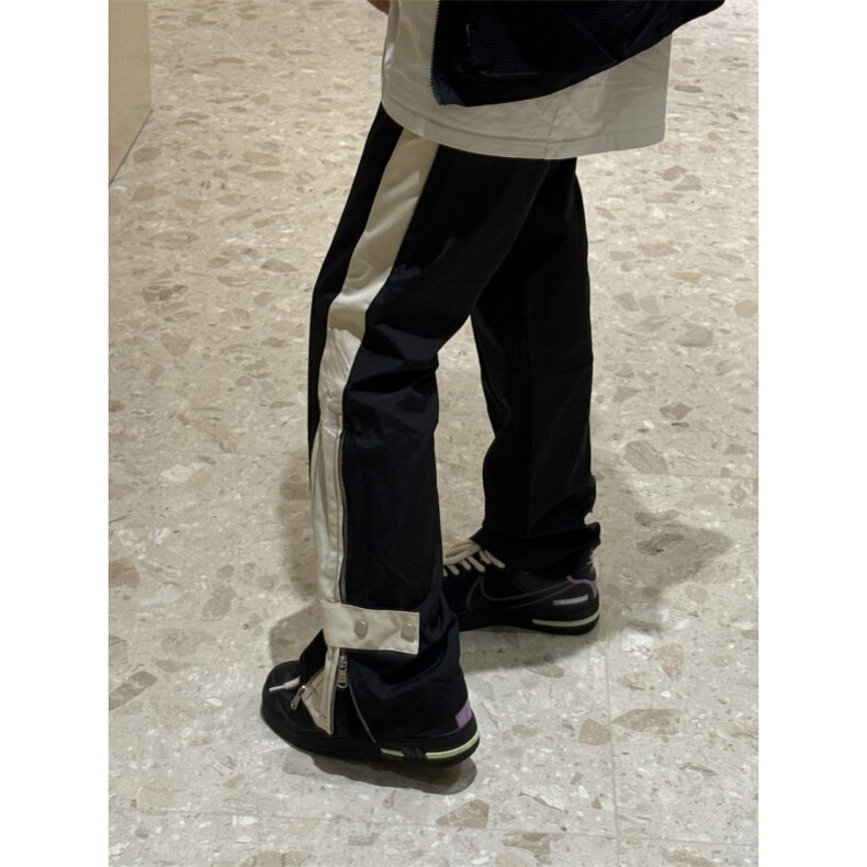 【网图有货】侧边条纹拼接双拉链绑带裤子男美式高街K028CC-P46,男装休闲裤,星座1007（原301D）
