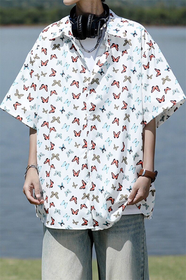 8XL-M花衬衫男短袖夏季薄款冰丝半袖宽松大码休闲外套DC28008P38,男装衬衫,电商B312