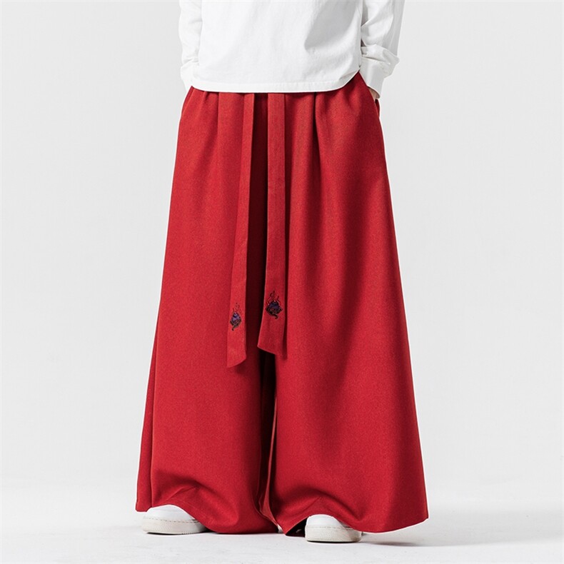 秋冬新款风宽松休闲裙裤汉服阔腿裤宋裤新中式情侣K272/P75,男装民族服装,钱塘713