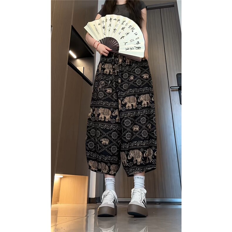 2025夏装新中式沙滩裤民族风碎花薄款电商A057-K382-P45，男装民族服装，电商A057