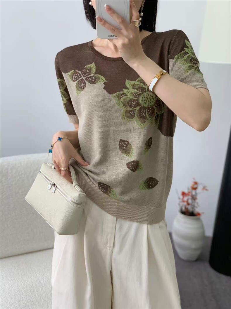 2025天丝莱赛尔莲花短袖百搭时尚，女装针织衫/毛衣，晨旭羊绒