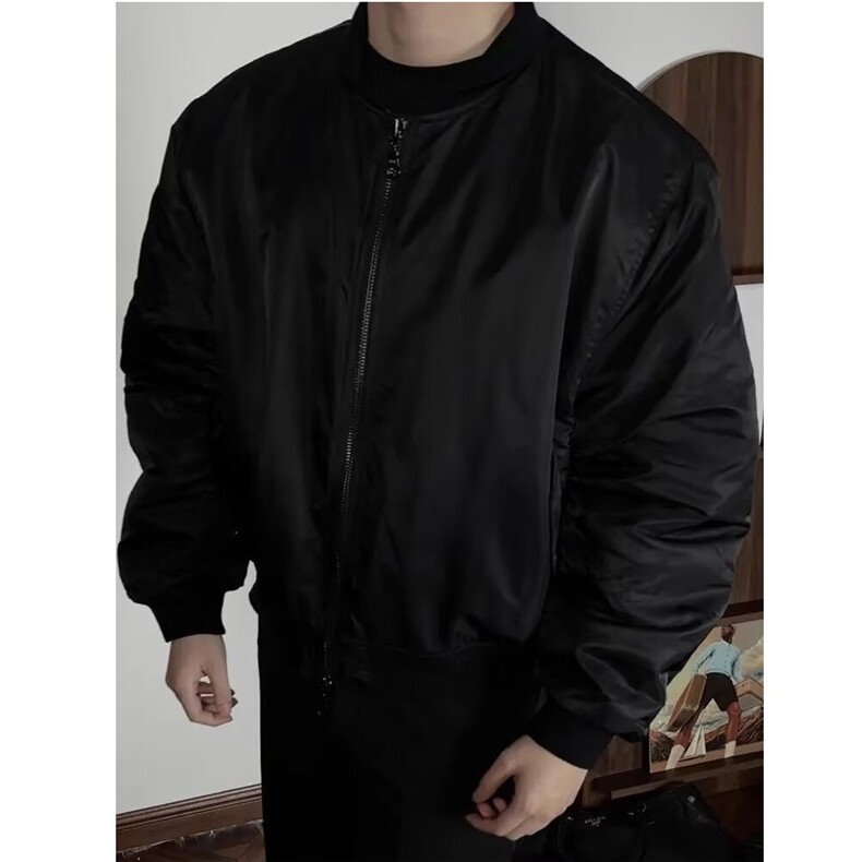 常规秋冬廓形短宽复古飞行夹克翻领宽松棉服外套外穿潮LF1022P80,男装夹克,电商D256-2(原A064-2)