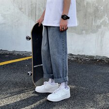 牛仔裤男直筒宽松潮流ins百搭老爹裤港风新款青少年裤子kz190-p35，男装牛仔裤，星座1008-2