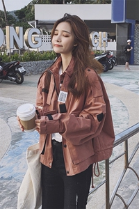 今年流行工装风衣外套女秋季新款宽松显瘦短款韩版棒球服夹克上衣图片