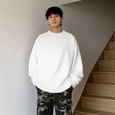 抖音得物品质26春装美式高街曼巴棉螺纹拼接卫衣圆领长袖T恤YT164，男装T恤，电商A486-1