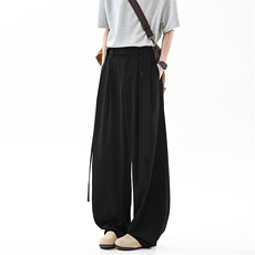 无影墙夏季美式飘带冰丝裤子男垂感阔腿弯刀西裤-A2065TP45控68，男装西裤，电商B241