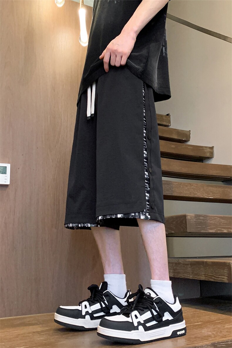 夏季新款潮牌休闲短裤男风宽松七分运动中裤907特P35控68,男装牛仔裤,电商C305A