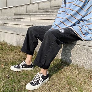 牛仔裤男直筒宽松韩版潮流百搭复古港风潮牌ins男士裤子K91-P40图片