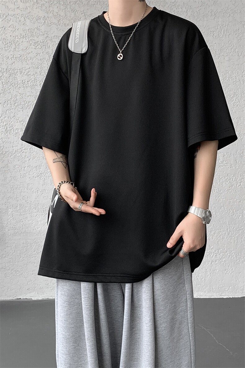 8XL-M高品质重磅棉光版纯色短袖T恤百搭款半截袖五分袖DX332特P23,男装T恤,电商D206-1