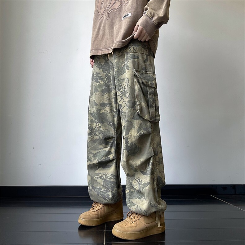 美式vibe高街直筒阔腿休闲裤秋季新款迷彩工装牛仔裤男K7554-P58,男装休闲裤,星座512-3