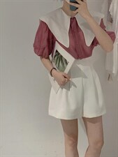 拼接衬衫，女装衬衫，驿谷