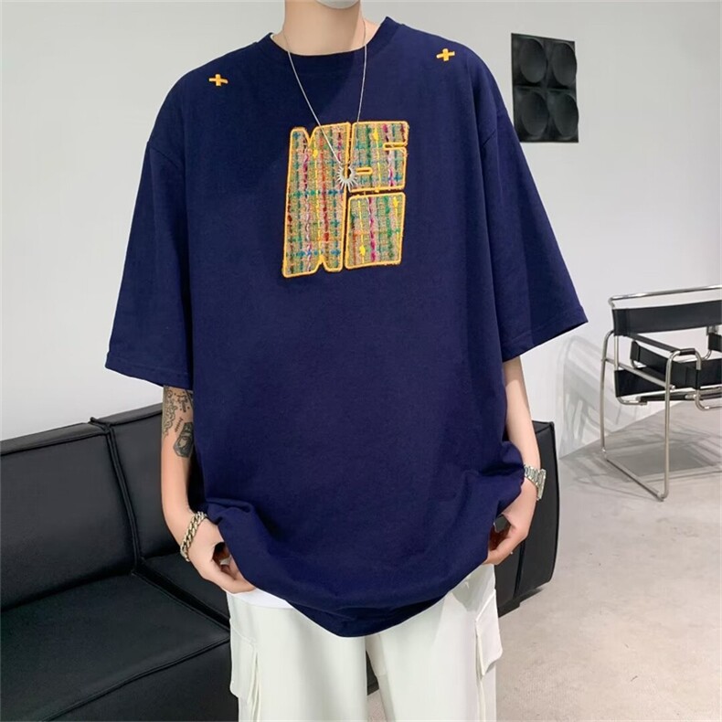 新款美式复古宽松短袖t恤男女情侣宽松体恤上衣潮夏季T30477-p35,男装T恤,星座1008