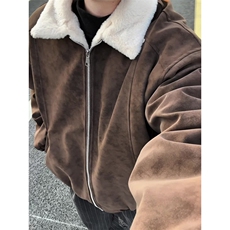 现货冬季美拉德雾面PU皮衣棉服兔毛加绒加厚保暖棉衣MY258/P85，男装皮衣，电商B318