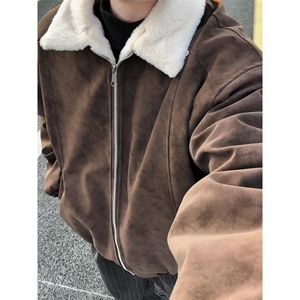 现货冬季美拉德雾面PU皮衣棉服兔毛加绒加厚保暖棉衣MY258/P85图片