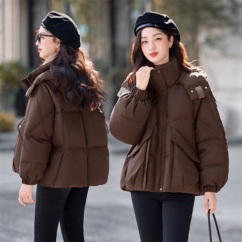 时尚休闲连帽短款羽绒服女2025冬季新款小个子加厚保暖白鸭绒外套,女装羽绒服,丽影随形
