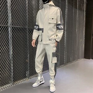 主推秋季男士套装休闲运动服帅气搭配一套工装夹克外套 D05图片