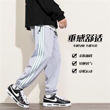 2021秋季新日系大港风白墙码男运动条纹垂感卫裤休闲裤K2069-P40，男装休闲裤，电商A001