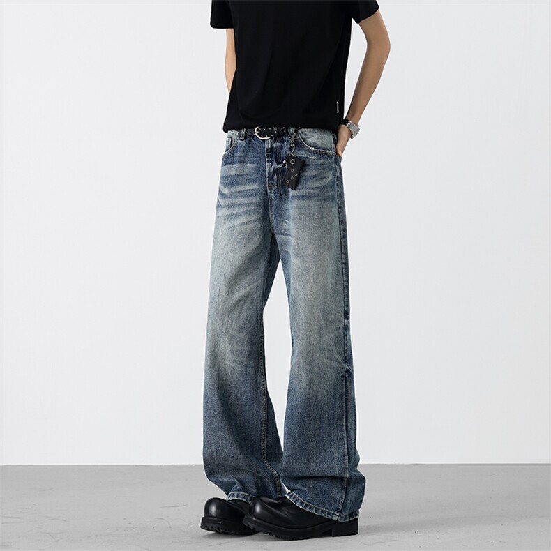 直筒牛仔裤立体猫须蜂窝百搭通勤长裤男N09918-P60，男装牛仔裤，星座308B-2