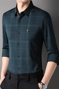 CE882钱塘2020-2中年男士条纹商务休闲百搭简约长袖T恤P57图片