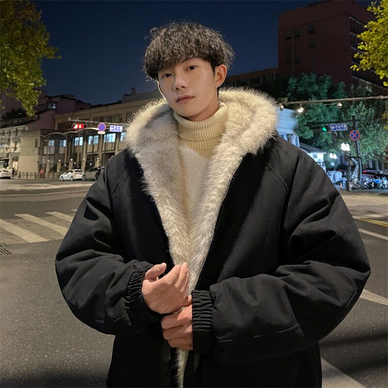冬季重磅外景情侣连帽夹克棉服男潮牌宽松派克服外套MF00372/P135图片