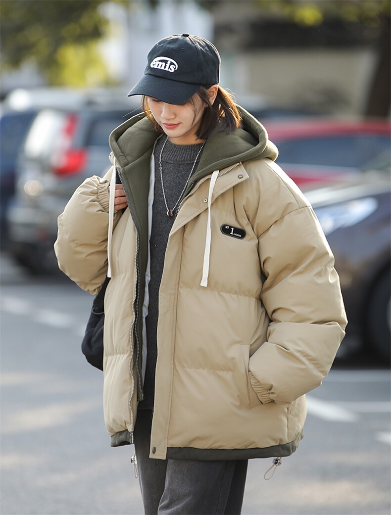 现货抖音得物二开三防加厚假两件拼接连帽棉衣冬季棉服LL9999,男装棉衣,电商A486