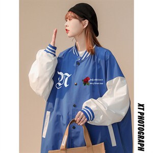 ！秋季新品玫瑰十字架ins潮牌印花棒球服夹克G73-P65控98--