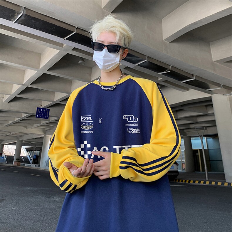 抖音得物供货提供视频秋冬重磅美式宽松织带圆领卫衣0752,男装卫衣,电商A486