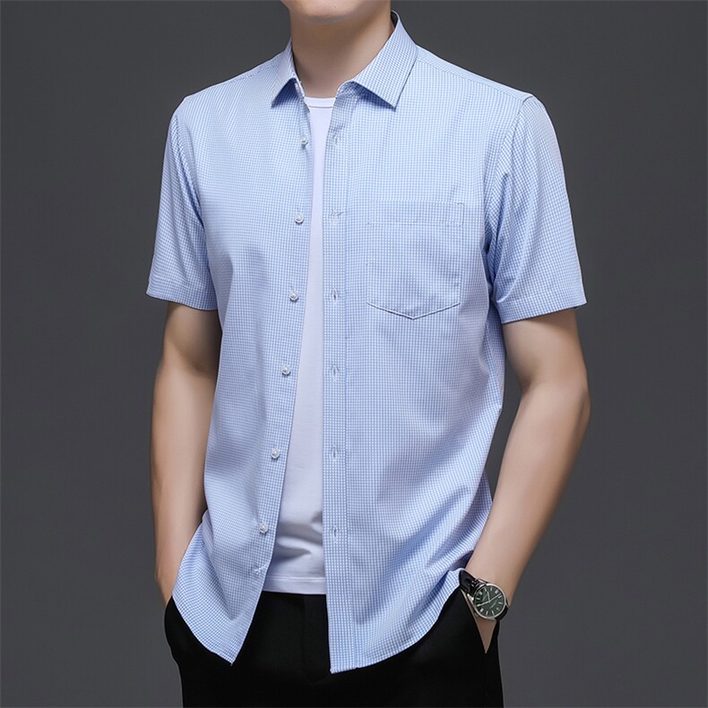 AD22107钱塘2020-3夏季男士商务休闲精品方格短袖衬衣P60,男装衬衫,钱塘207-3