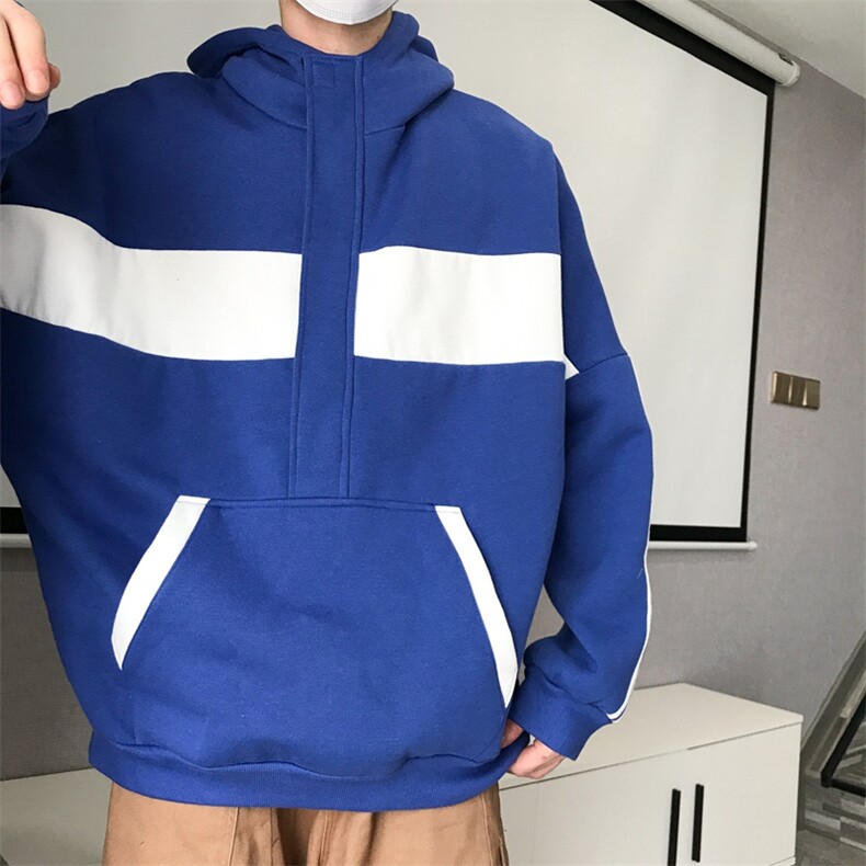 港风冬装加绒拼色潮流原创卫衣男韩版情侣宽松外套潮A186,男装卫衣,星座910A