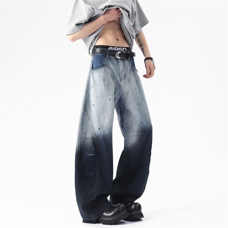 WD920-风格店数据款渐变洗水弯刀牛仔裤(P65X98)1,男装牛仔裤,电商C315