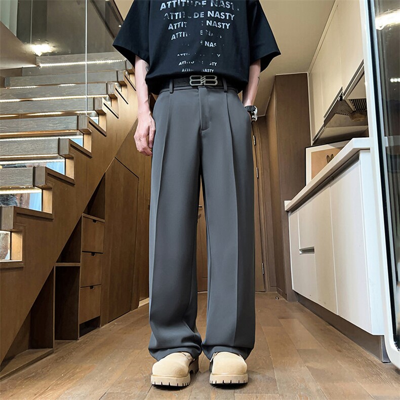冰丝裤子男士夏季2025新款宽松垂感直筒西装裤男生休闲Q819-P40图片