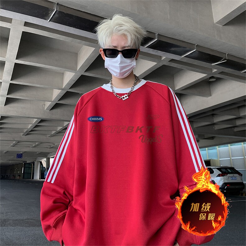 抖音得物供货提供视频秋冬重磅美式宽松织带圆领卫衣0305,男装卫衣,电商A486