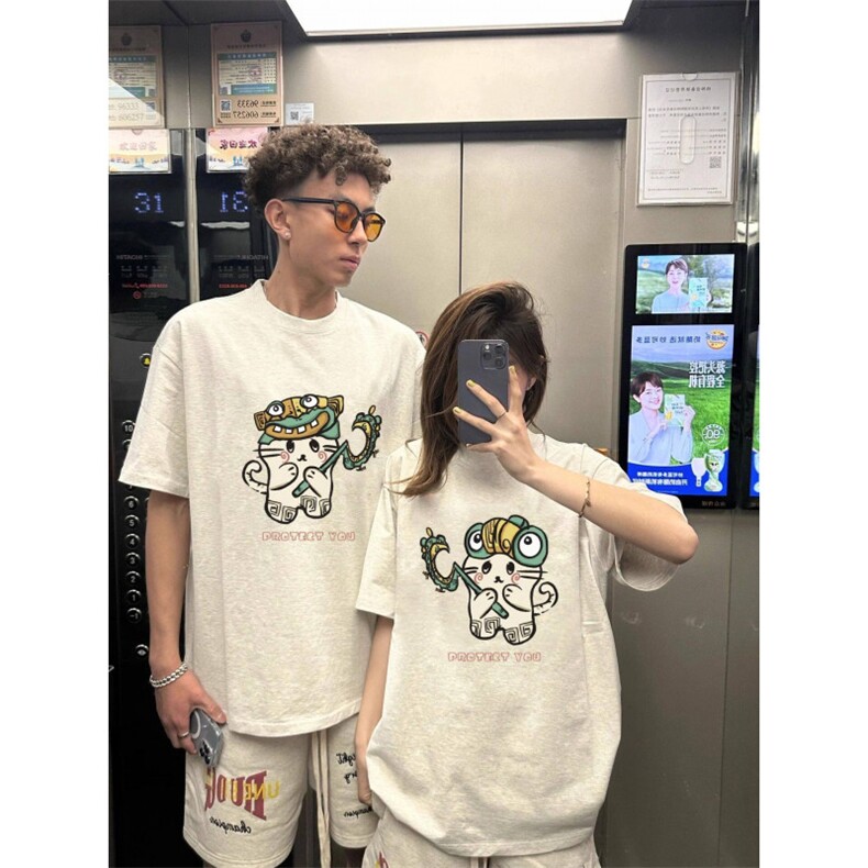 H0559-P28哪吒2025超火情侣装夏季结界兽小众短袖T恤图片