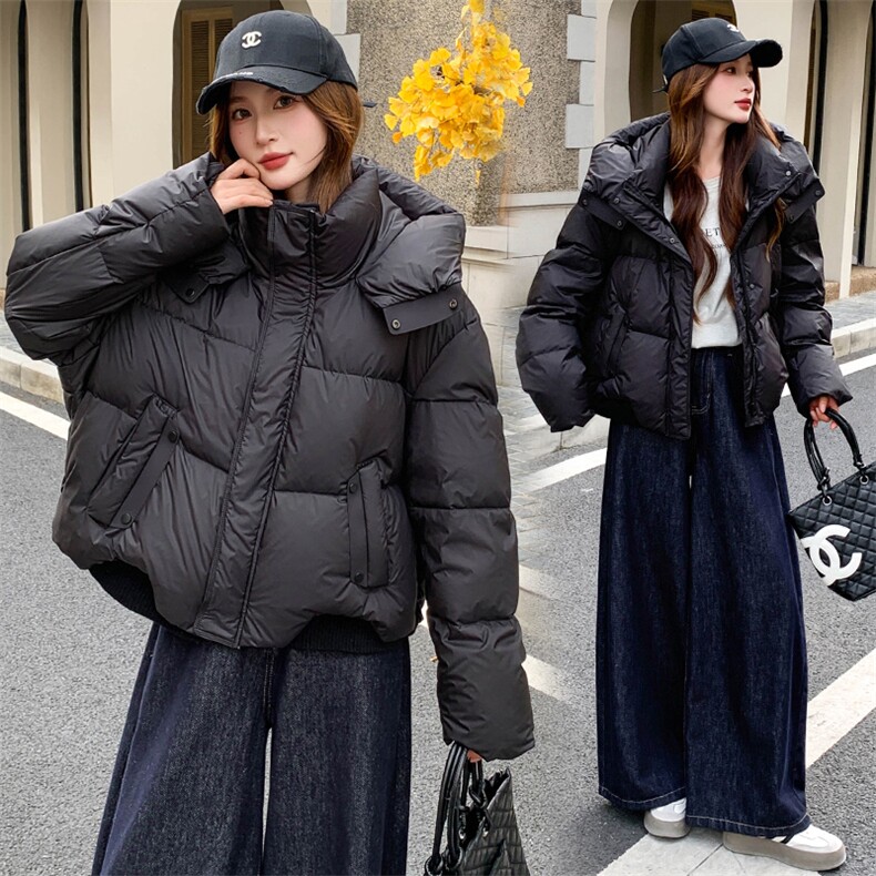 现货可推2025冬装新款气质休闲宽松百搭加厚白鸭绒连帽羽绒服女,女装羽绒服,时尚风爆