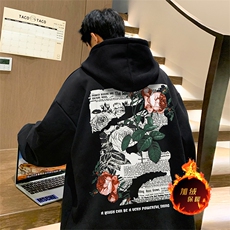 直播品质500克重磅秋冬美式加绒加厚卫衣外套H1379常规P35加绒P40，男装卫衣，电商A486